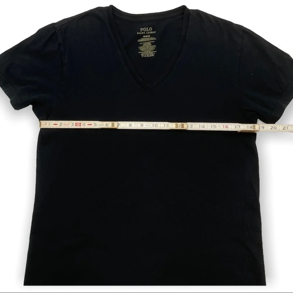 Polo men’s 100% cotton black short sleeve V-neck T-shirt, medium​​​​​​​​​